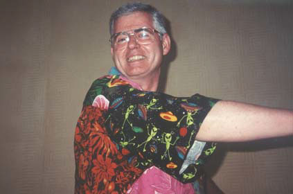 David Hartwell shows off his new Aloha Shirt