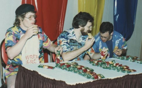 Pie eating contest: Bob Hise, David Means, ?